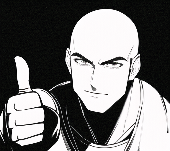 handsome, thumbs up, muscular male, monochrome, bald s-2257539248.png
