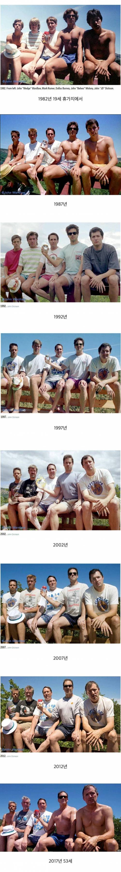 5 다섯 친구가 5년마다 35년간 찍은 사진.jpg