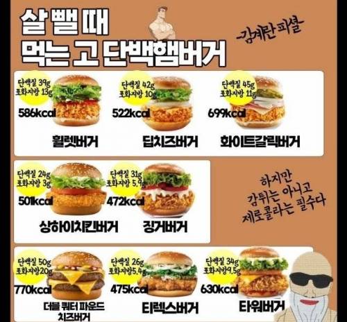 7 김계란이 말하는 살뺄때 먹어되는 햄버거 리스트.jpg